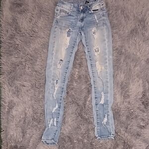 Trendy Light Blue Distressed Women's Skinny Jeans